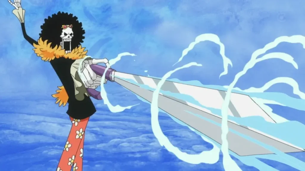 Brook wielding his sword soulfully