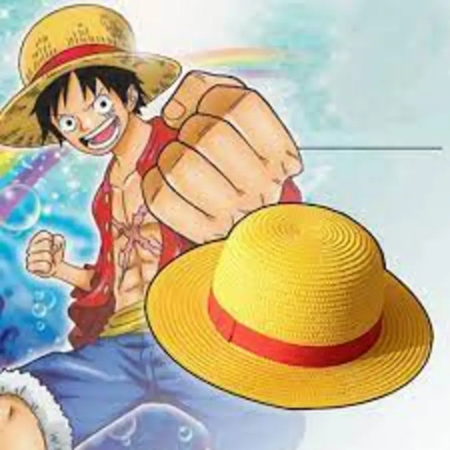 Luffy wearing straw hat