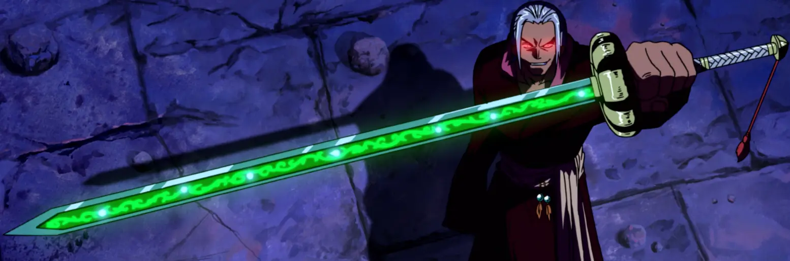 Close-up of cursed sword