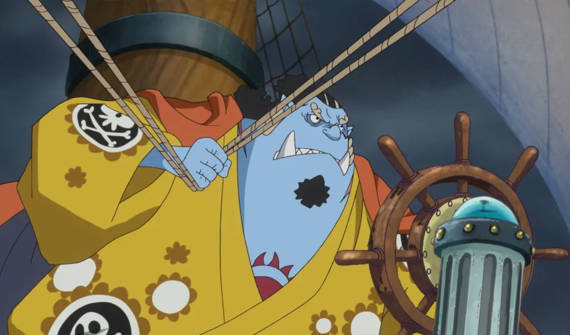 Jinbe steering the Straw Hats' ship