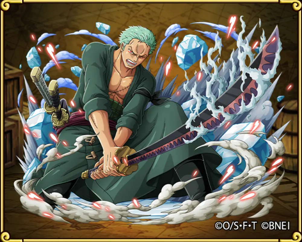 Zoro showcasing sword skills